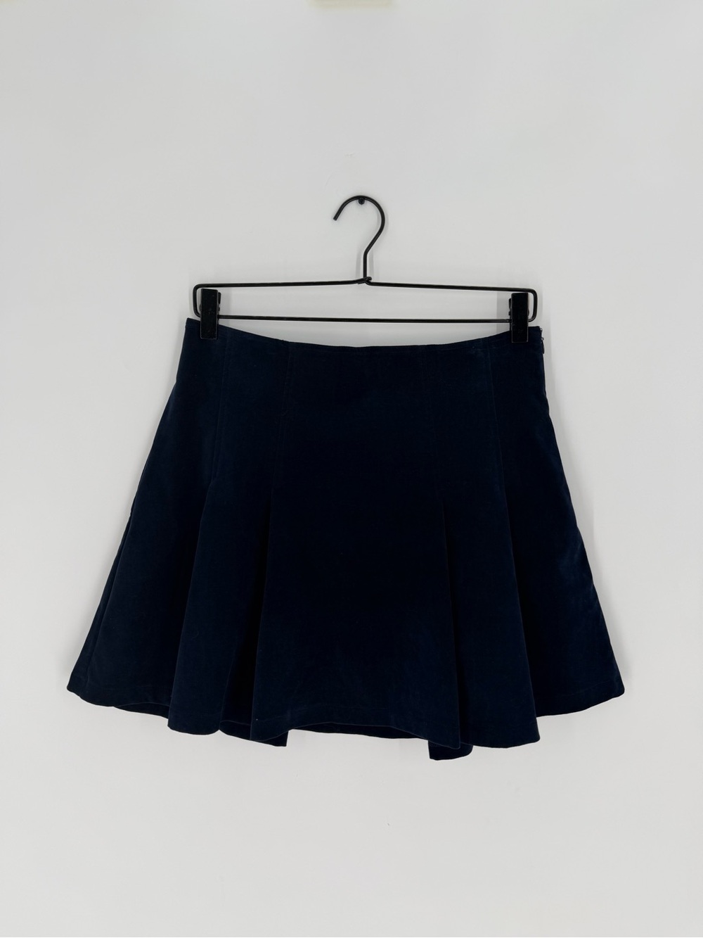 Ciao Lucia Elia Pleated Velvet Mini Skirt In Midnight Blue Navy